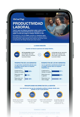 Teléfono móvil mostrando infografía sobre productividad laboral